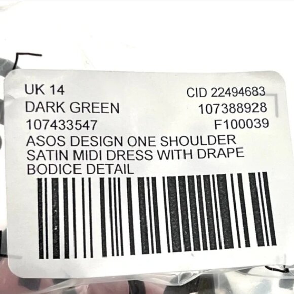 Asos Design One Shoulder Drape Bodice Detail Satin Midi Dress - US 10 - Picture 7 of 7